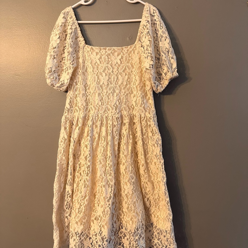 Zara Cream Lace Midi Dress